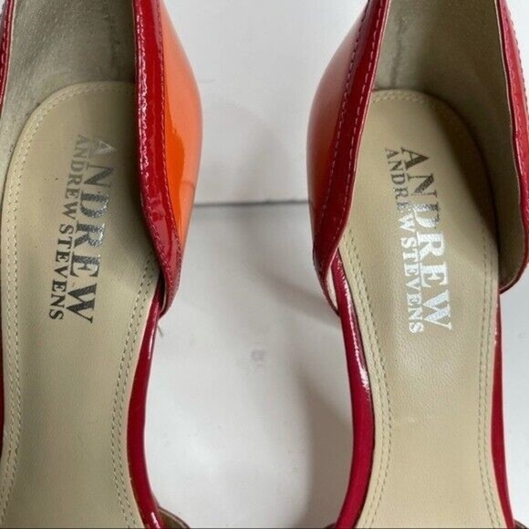 Women D Orsay  Orange Patent Leather Heels Sz 7 1/2 M Andrew Stevens - Picture 8 of 13